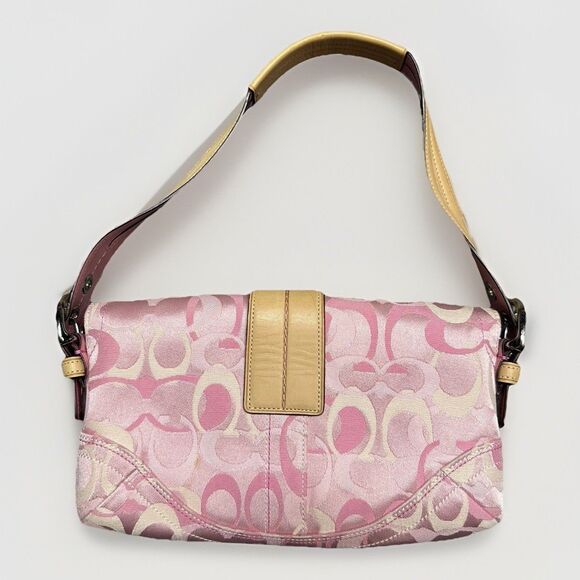 Coach Pink Signature Small Shoulder Bag M0533-10306 Y2K Style Canvas Purse - Picture 4 of 7